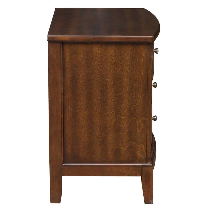 Natural Brown 3 Drawer 25.25 in. W Nightstand with Sturdy Knob Pulls