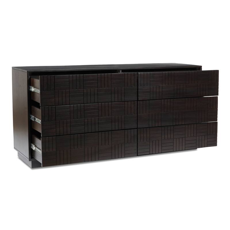 6-Drawer Dark Brown Dresser with Smooth Glide Drawers, Modern Contemporary Design, and Spacious Storage