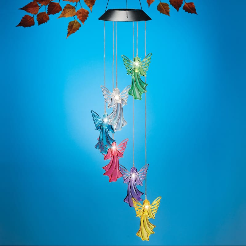 Solar Colorful Hanging Angels Outdoor Garden Mobile - NO SIZE