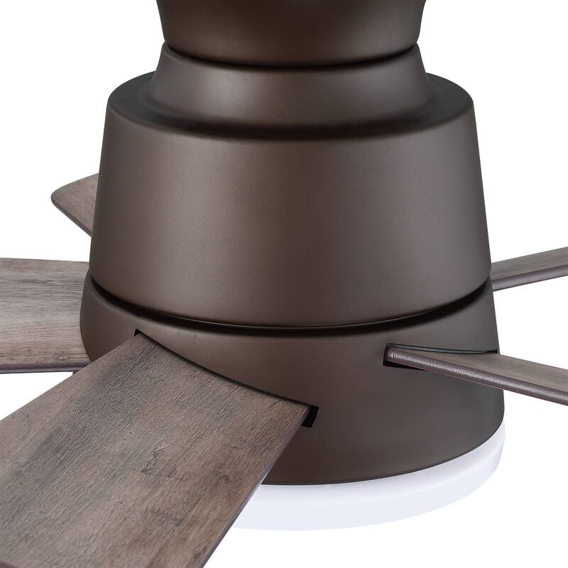 24" Oil-rubbed Bronze Wood Dimmable Flush Low Profile Ceiling Fan Light with Remote