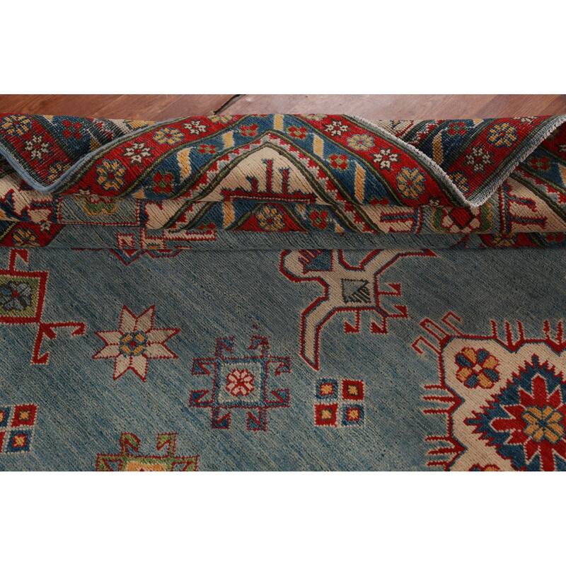 Hand Knotted Oriental 100% Wool Carpet Traditional Medallion Navy Blue & Blues Kazak Area Rug - 13' 7'' X 10' 1''