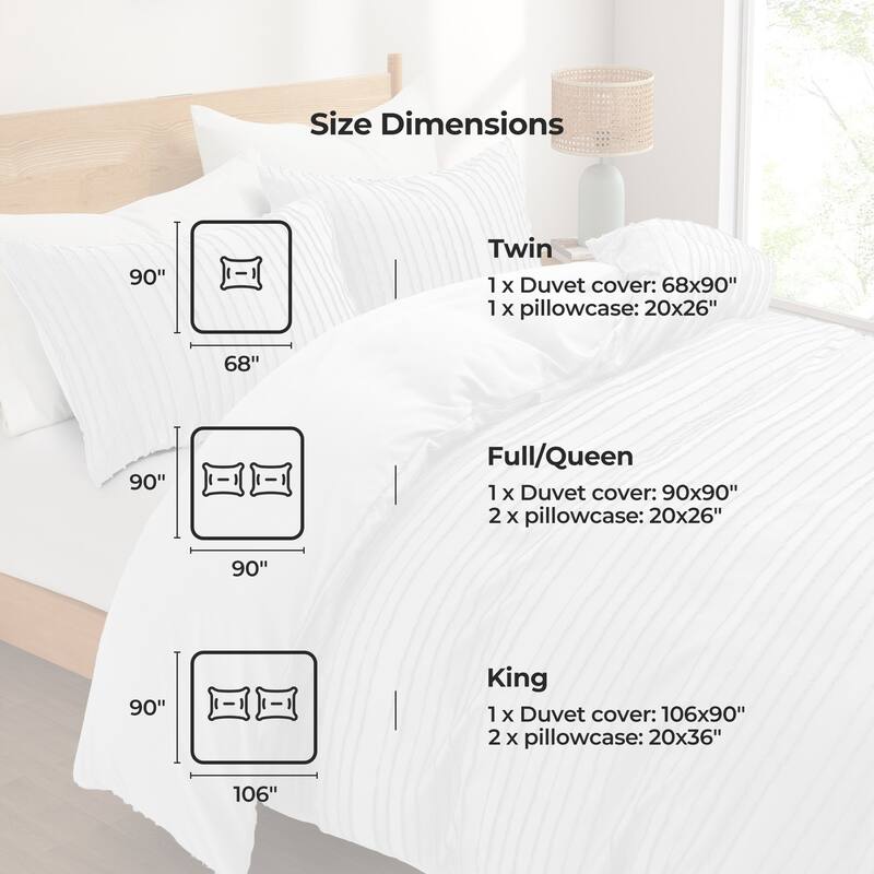 Polyester Clipped Geometric Stripe Duvet Cover & Pillowcase Set