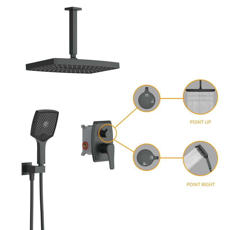 GIVINGTREE Single Handle 3 Spray 14 In.rectangular Ceiling Mounted Shower Faucet With Valve