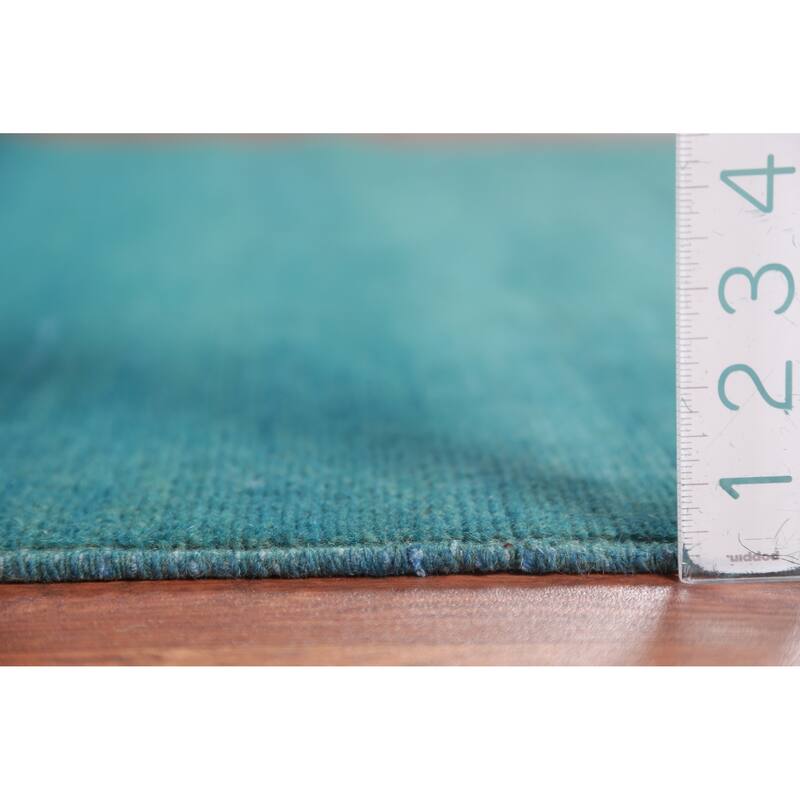 Turquoise Blue Gabbeh Accent Modern Rug Hand-Knotted Wool Carpet - 3'6" x 4'11"
