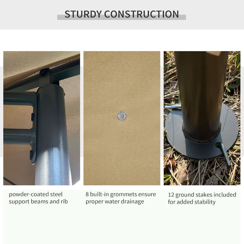 10x13 Outdoor Gazebo with Removable Sidewalls, Steel Frame, and Sun Protection