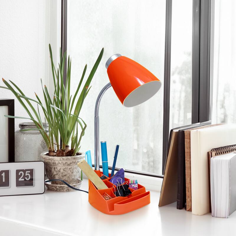 Gooseneck Organizer Desk Lamp with iPad Stand - 18.5" - Orange
