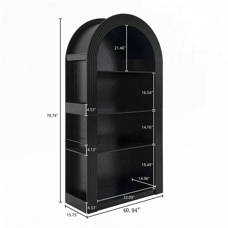 4-Tier Arched Storage Bookcase with Open Display Storage Shelf