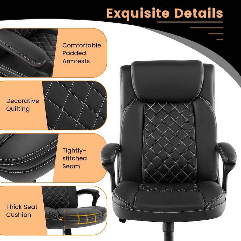 Costway Adjustable Office Desk Chair Ergonomic Executive Chair with - See Details