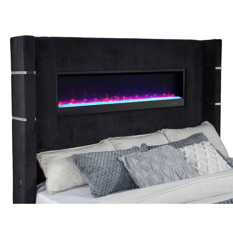 Tisdall Flame Visualizer Wingback TV Bed Black