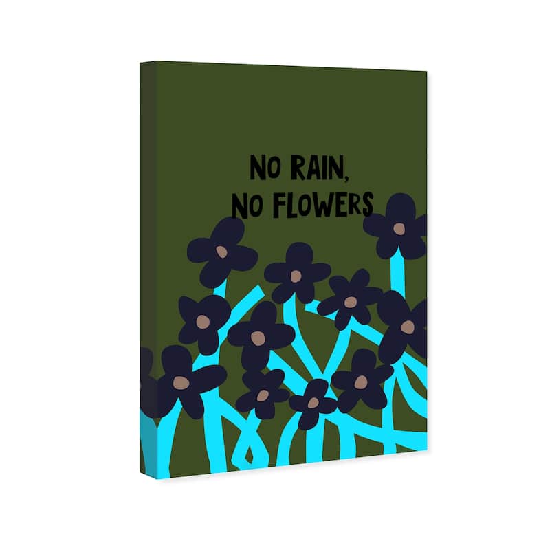 Wynwood Studio Canvas Typography No Rain No Flowers Purple and Light Purple Modern & Contemporary Wall Art Canvas Print