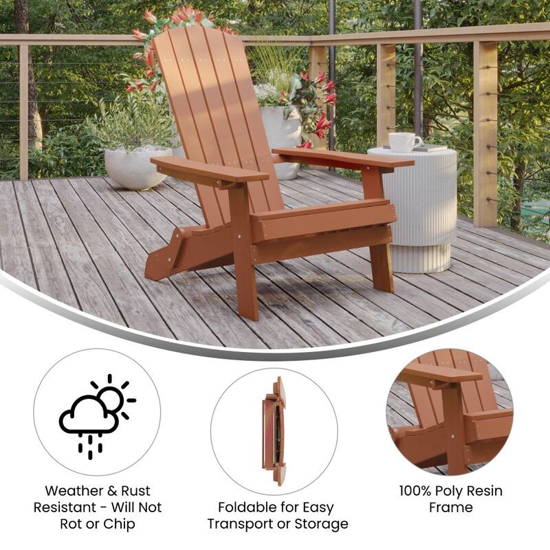 Poly-resin Folding Adirondack Indoor/Outdoor Patio Chair (Set of 4)