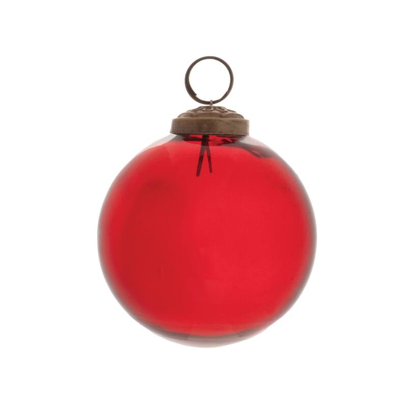 Solid Glass Christmas Ball Ornaments - 4" (102mm) - Red - 12ct