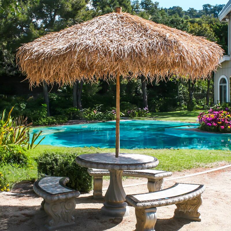 Bamboo Sea Grass Thatch Patio Umbrella For Outdoor Backyard Market Umbrella