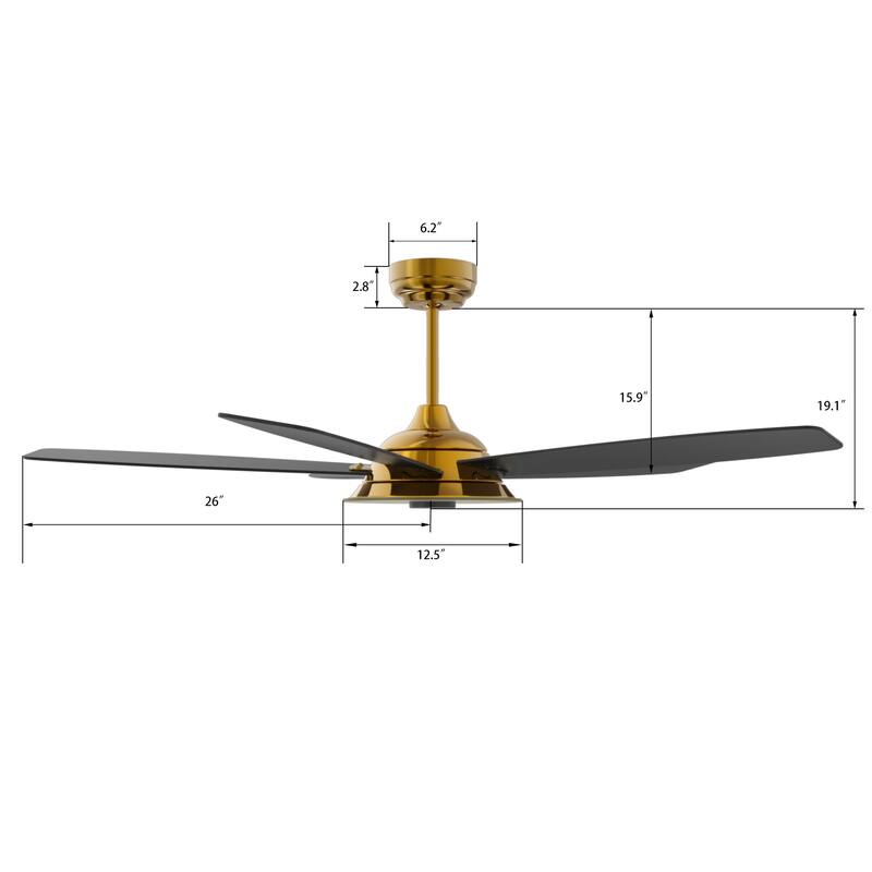 CARRO Harley 52" 5-Blade Smart Ceiling Fan with Light and Remote-Downrod - N/A