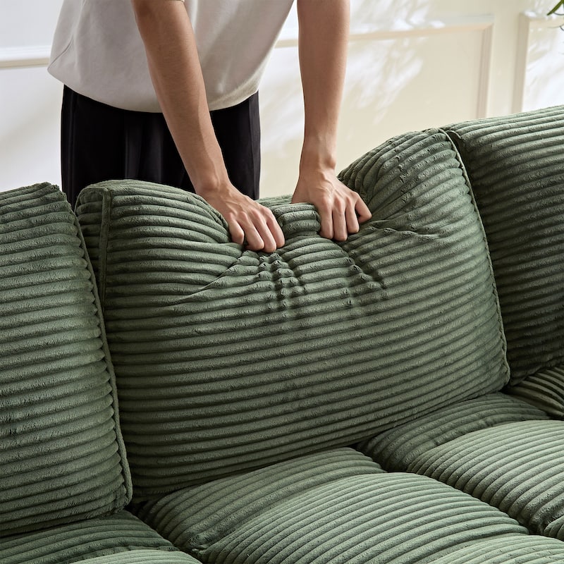 Oversized Sectional Sofa L Shaped Corner Couch Corduroy Upholstery Convertible Sleeper Sofa Couch