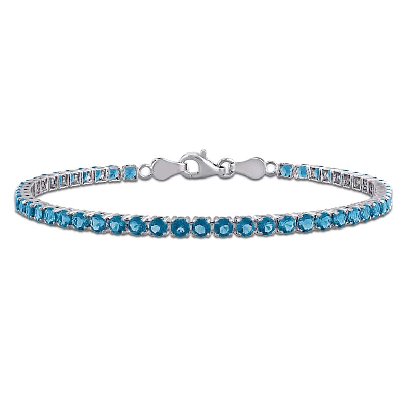 Miadora 4 3/5ct TGW London Blue Topaz Tennis Bracelet in Sterling Silver