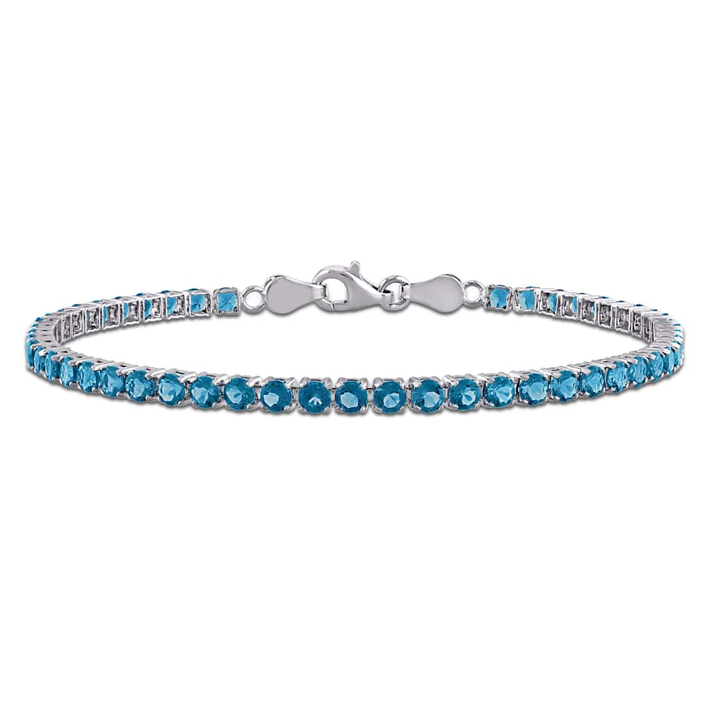 Miadora 4 3/5ct TGW London Blue Topaz Tennis Bracelet in Sterling Silver