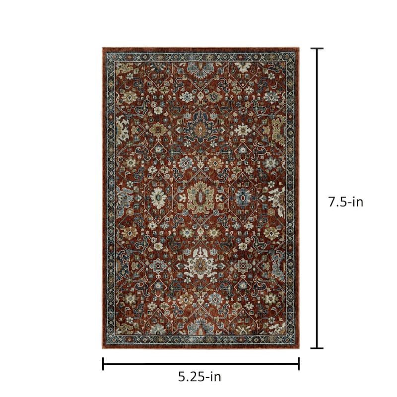 Tessa Updated Classic Rust Red/Blue Area Rug