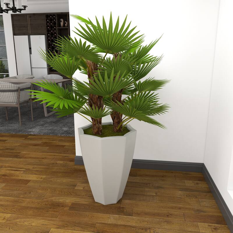White Fiberglass Contemporary Artificial foliage - 35"L x 33"W x 54"H