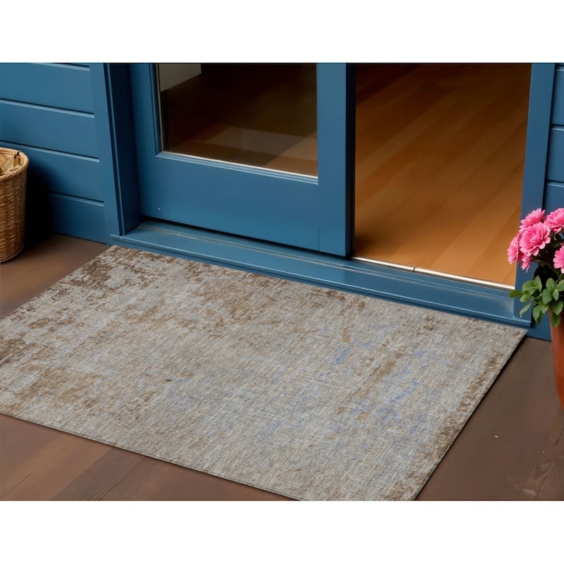 HomeRoots Abstract Transitional Rectangle Outdoor Rug - 3' x 5'