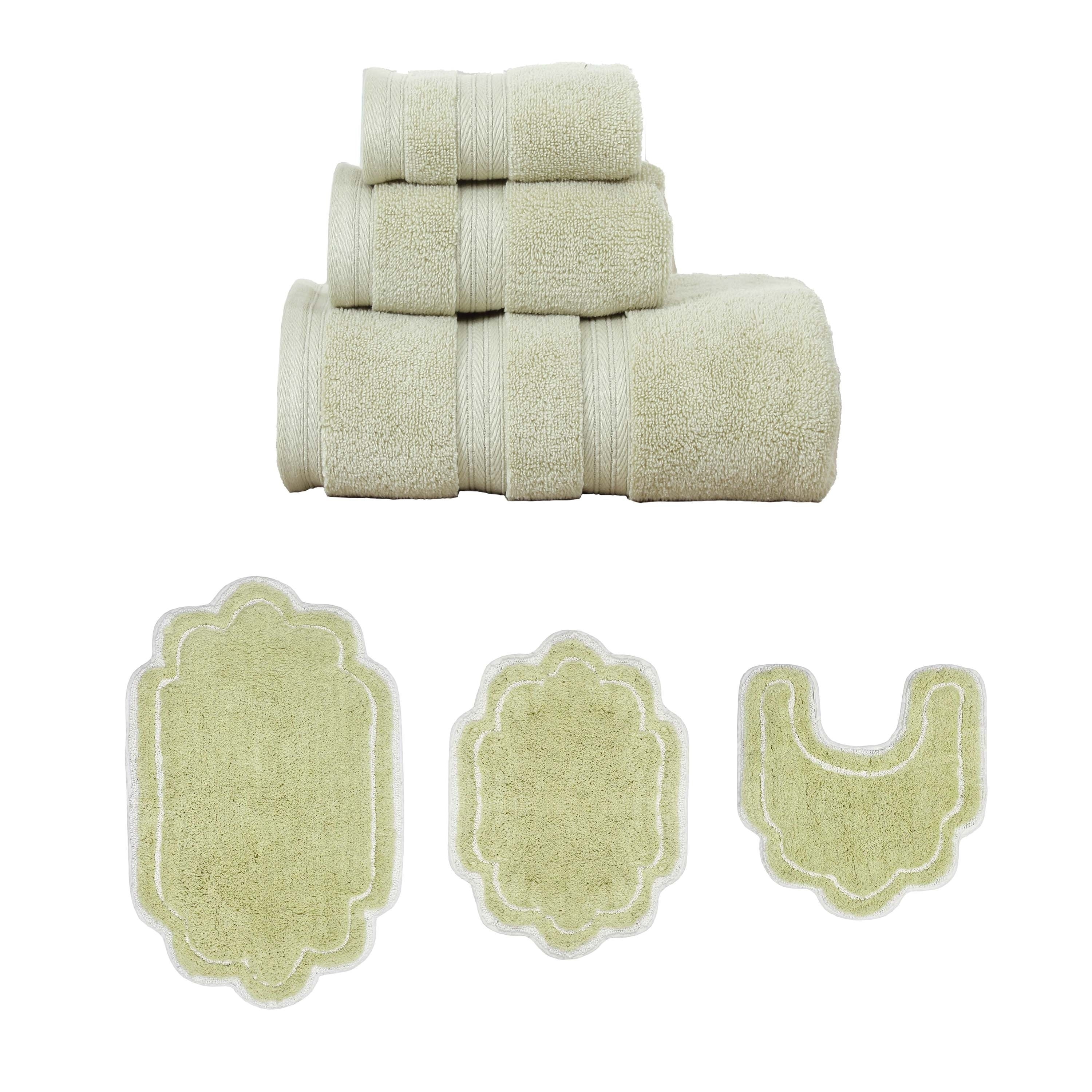 Home Weavers Allure Collection 100% Soft Cotton Super Absorbent 3 Pcs Towel Set & 3 Pc Bath Rug Set, Machine Wash (Set of 6)