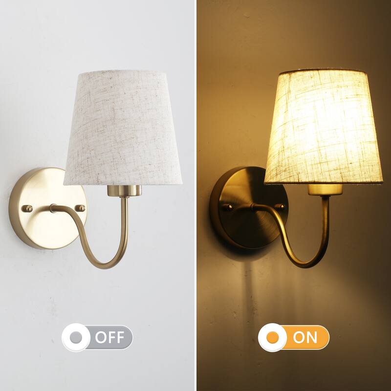 Modern Gold 2-Light Bathroom Vanity Lights, Classic Dimmable Bath Sconce Wall Light - 10.04'' H X 10.78'' W - Brass
