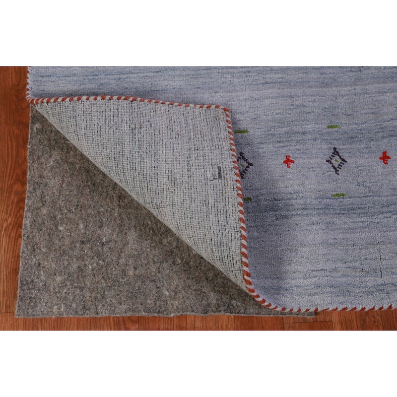 Hand Knotted Oriental 100% Wool Carpet Tribal Animal Pictorial Navy Blue & Blues Gabbeh Area Rug - 9' 9'' X 8' 2''