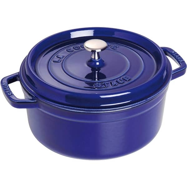 Staub 22cm / 2.75 qt Cast Iron Round Cocotte, Dark Blue - On Sale 