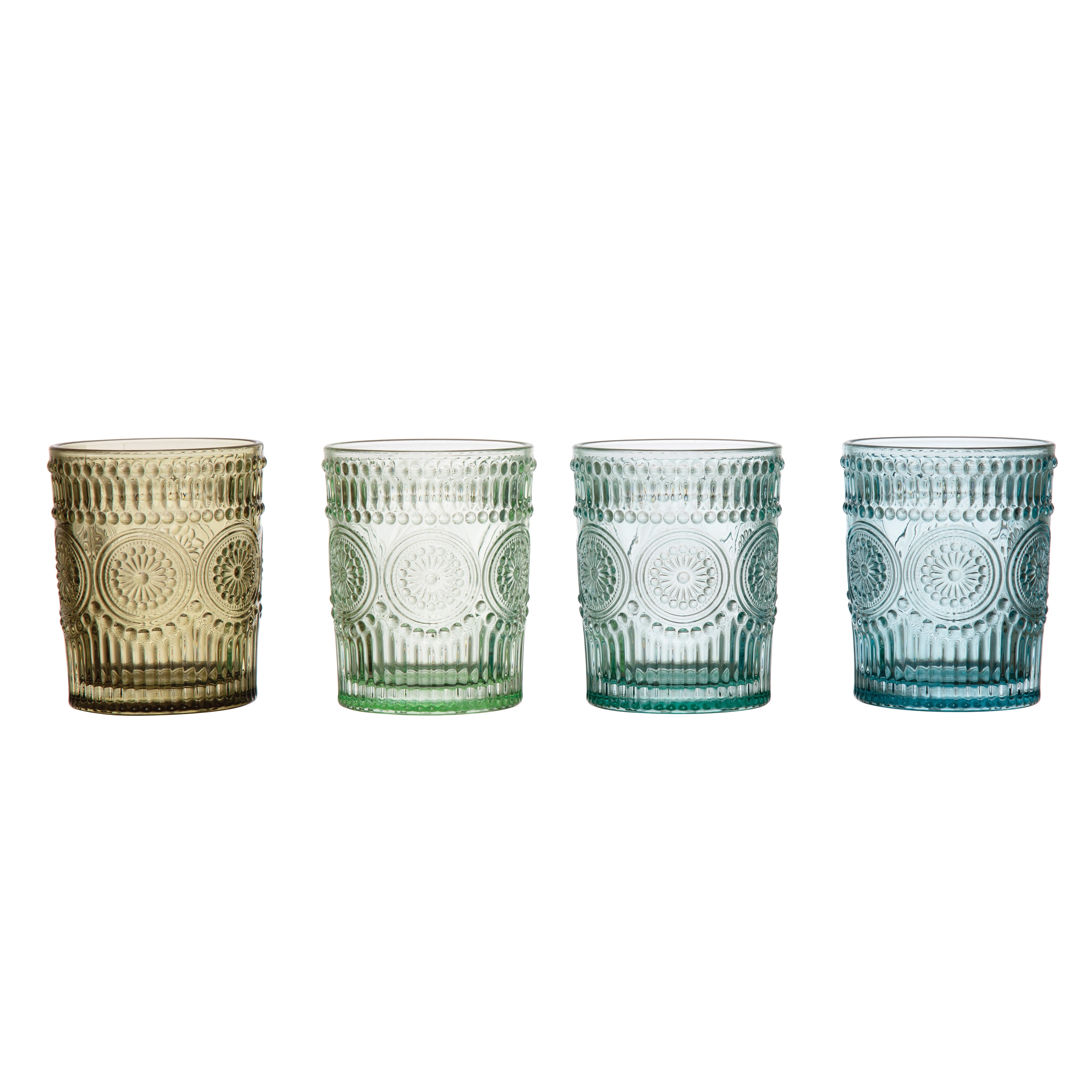 Lorren Home Trends 12 oz. Drinking Glass-Textured Cut Glass, Set of 6