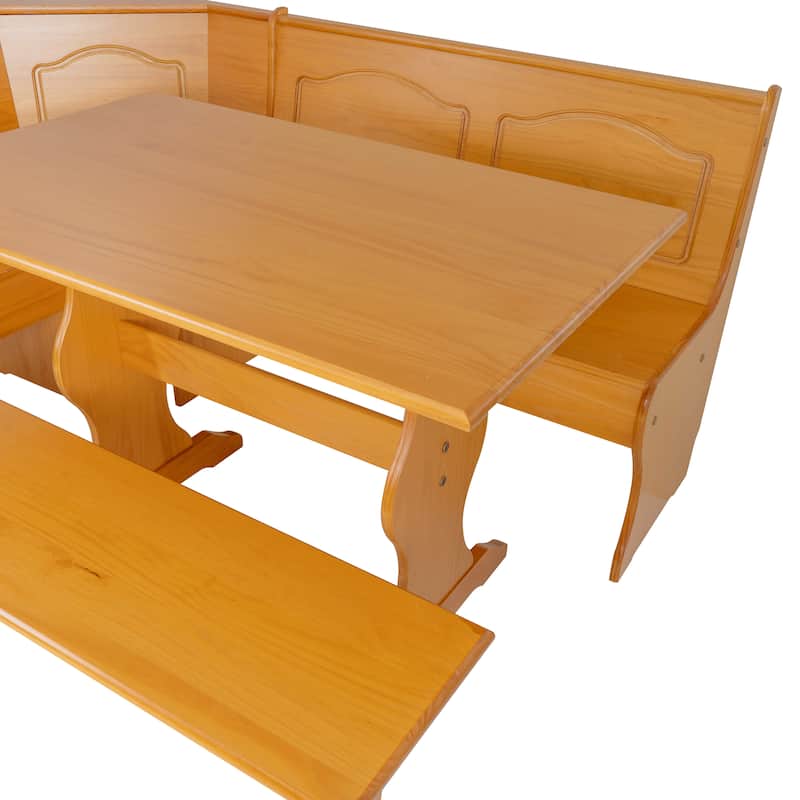 Linon Riki Honey Pine 3-piece Breakfast Nook Dining Set