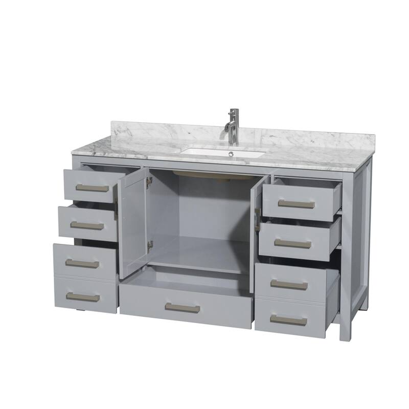 Wyndham Collection Sheffield 60" Freestanding Vanity Set with Hardwood