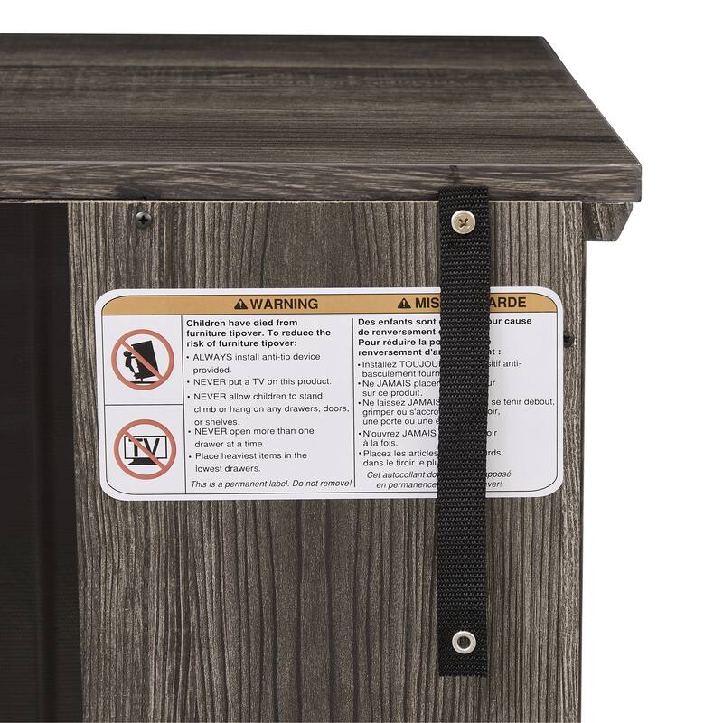 GDFStudio Eulalia Wood 2-Door Storage TV Stand with Faux Stone Mantle