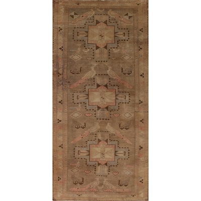 Tribal Animals Ardebil Persian Antique Runner Rug Handmade Wool Carpet - 4'0" x 10'11"