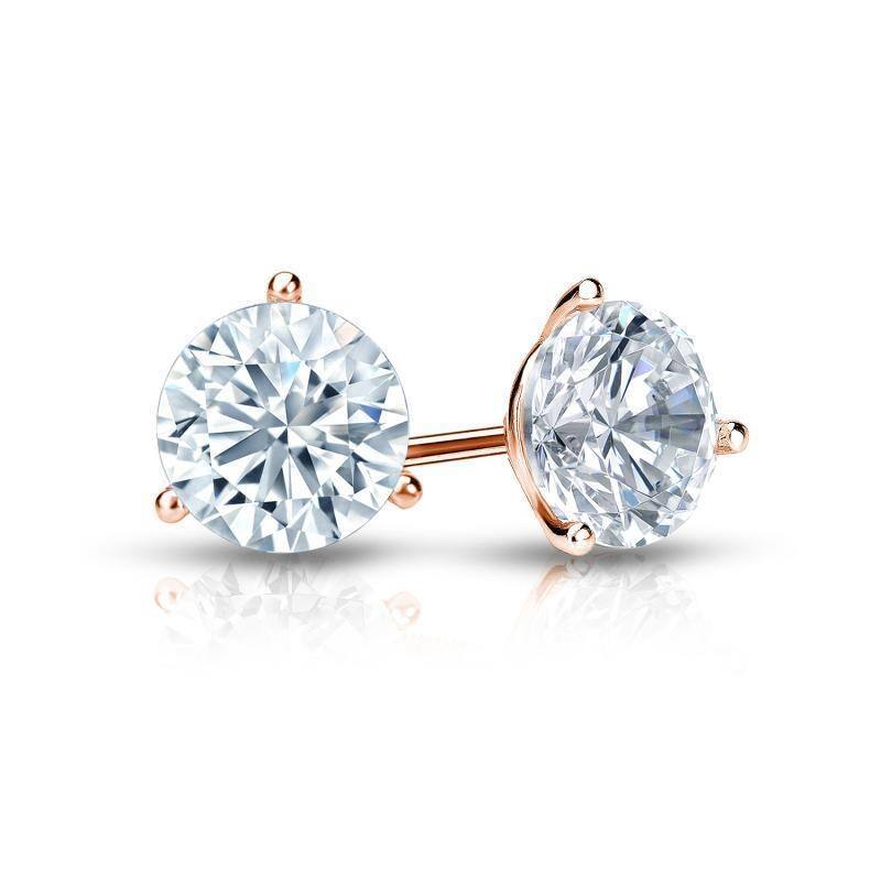 Auriya 14k Gold Round Diamond Stud Earrings 1 3/4ctw Martini-set GIA Certified