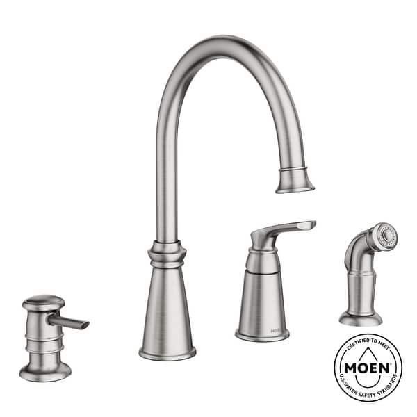 MOEN Noell Single-Handle Kitchen Faucet With Side Sprayer – Spot Resist Stainless, Traditional Style For Everyday Convenience