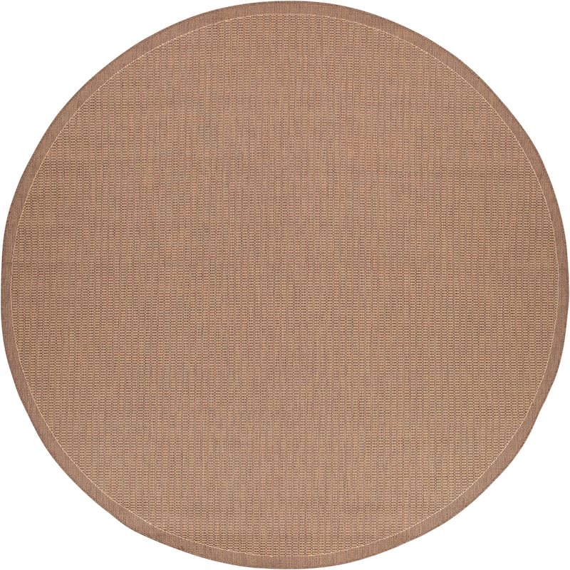 Dream Decor Rugs Pergola Deco Indoor Outdoor Area Rug - 8'6" Round - Brown/Natural