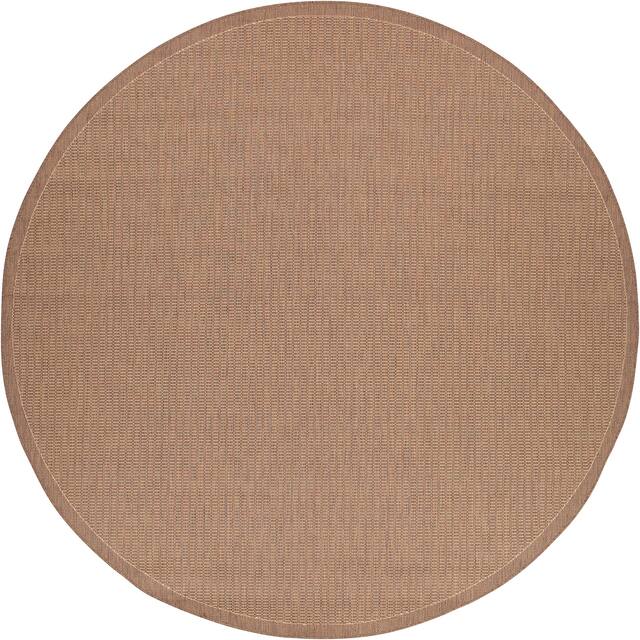 Pergola Deco Indoor/ Outdoor Area Rug - 7'6" Round - Brown/Natural