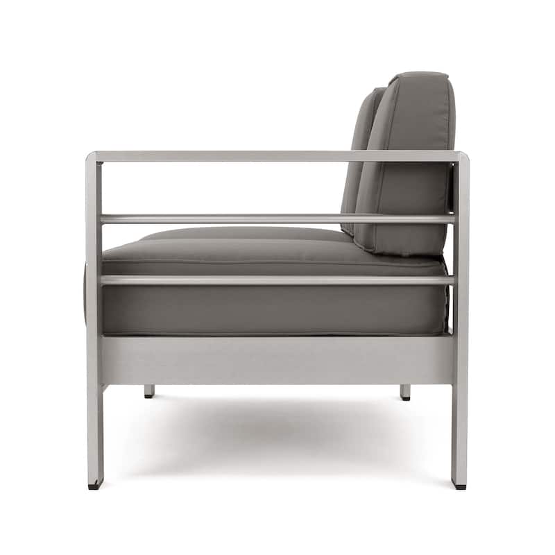 Cape Coral Outdoor 5 Seater Aluminum Chat Set with Fire Pit by Christopher Knight Home