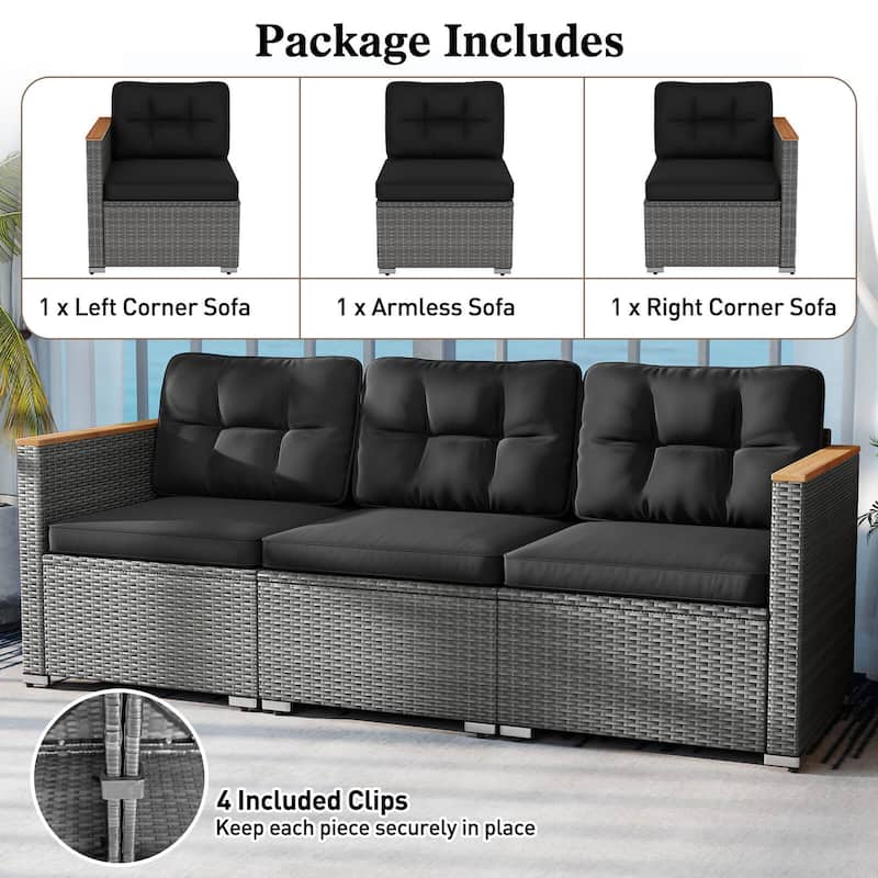 Costway 3-Seat Patio Couch Sofa PE Rattan Wicker Outdoor Loveseat - See Details