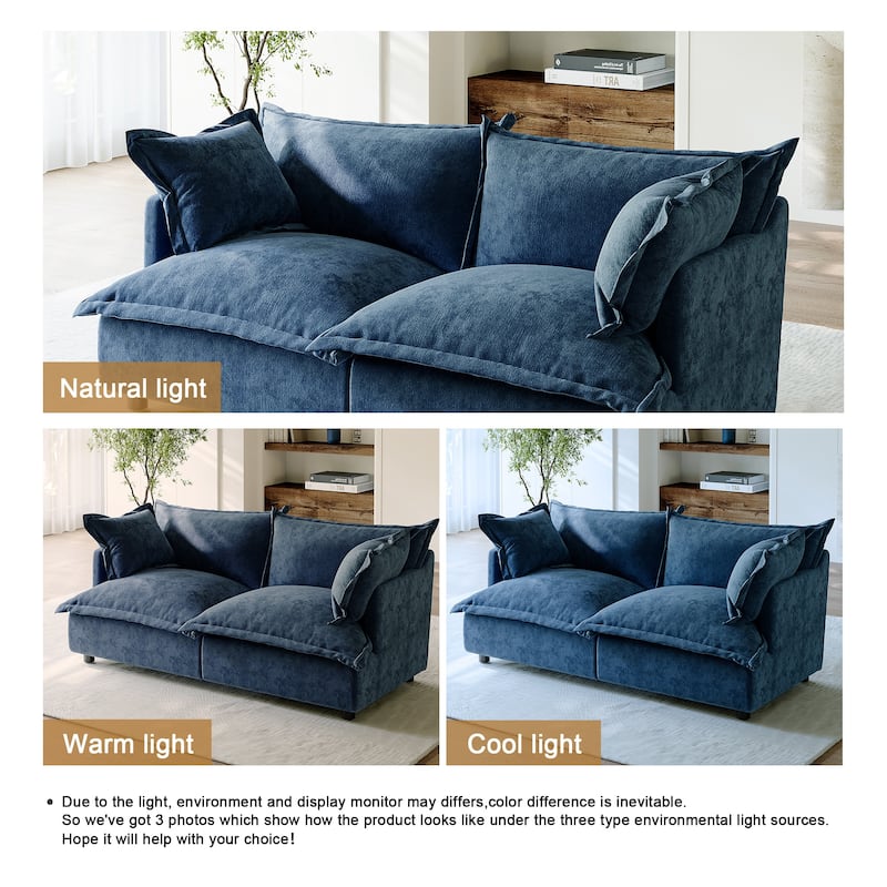 80"W Upholstered Chenille Comfy Cloud Couch Modular Sectional Sofa
