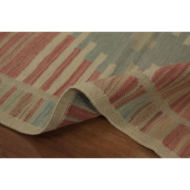 Hand Woven Oriental 100% Wool Carpet Southwestern Tribal Pink Kilim Area Rug - 4' 1'' X 2' 3''
