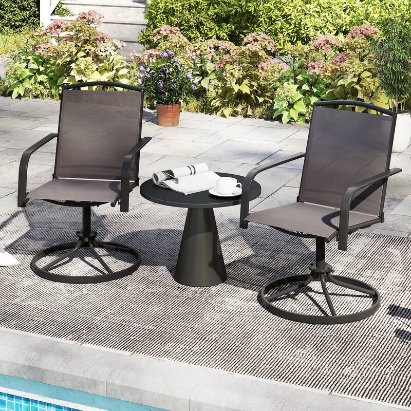 Gymax Patio Swivel Chairs Set of 4 w/ High Back & Round Metal Base for