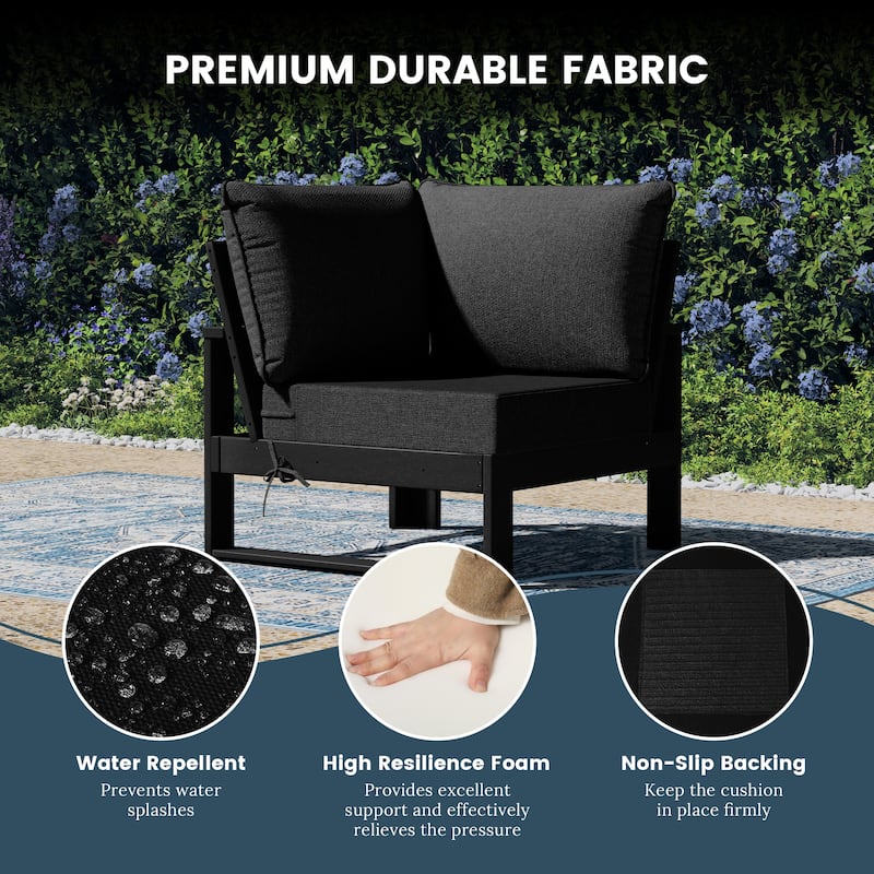 Polytrends Endless Patio Deep Seating Corner Chair with Black Frame