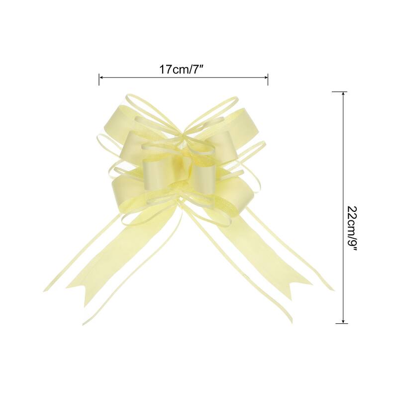 20pcs 9" Large Pull Bow Gift Wrapping Big Organza Bows Ribbon - Yellow