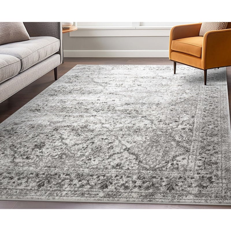 Well Woven Zazzle Argos Vintage Modern Area Rug - 9'3" x 12'6" - Ivory Grey - Rectangle