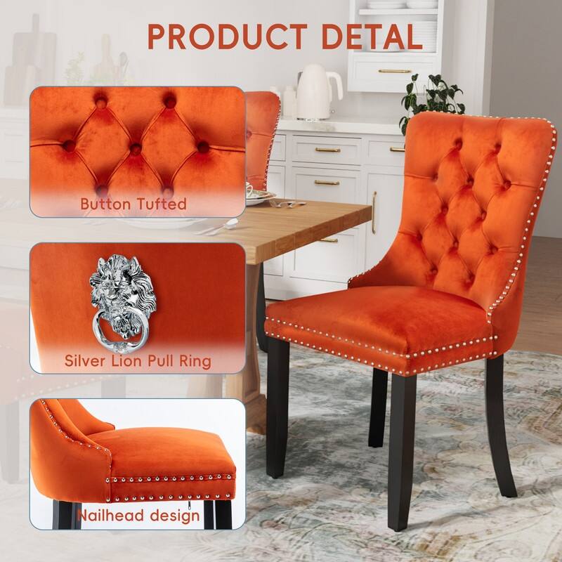 Tufted Naliheads Solid Wood Upholstered Dining Chairs (Set of 2)