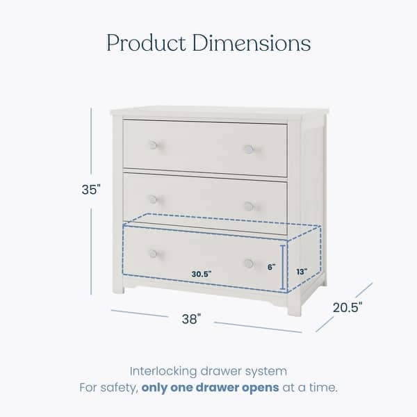 dimension image slide 1 of 6, Child Craft Harmony 3-drawer Dresser with Dressing Kit