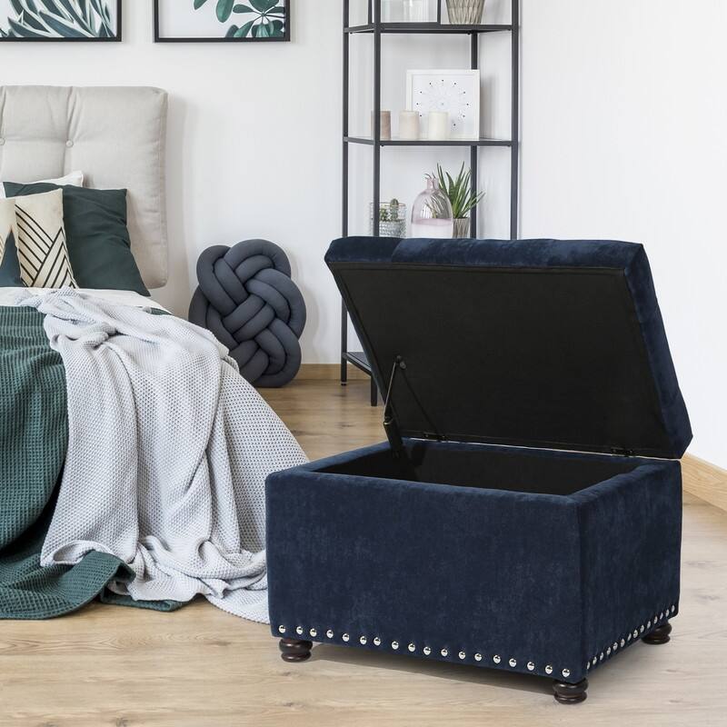 Adeco High End, Classy, Tufted Storage Bench, Ottoman Footstool