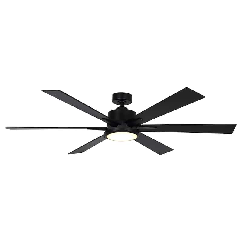 65" Black Modern Large Ceiling Fan with LED Light and Remote