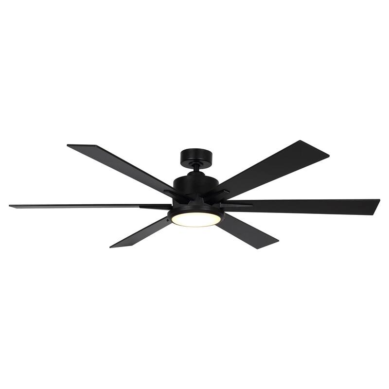 65-inch Black Modern Large Ceiling Fan with LED Light and Remote